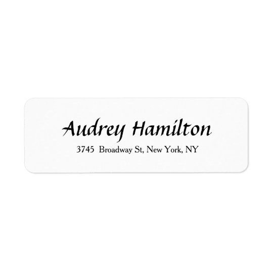 Modern Elegant Script Creative Plain Black White Return Address Label