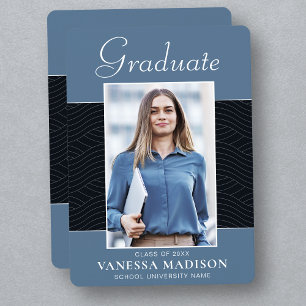 Modern Elegant Script Dusty Blue 1 Photo Grad Announcement