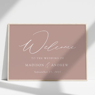 Modern Elegant Script Dusty Rose Wedding Welcome Poster