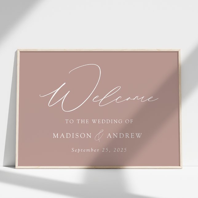 Modern Elegant Script Dusty Rose Wedding Welcome Poster (Creator Uploaded)
