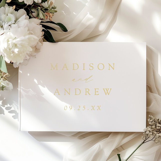 Modern Elegant Script Foil Wedding Guest Book (Creator Uploaded)