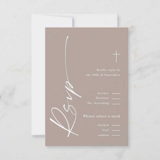 Modern Elegant Script Gender Neutral Boho Baptism RSVP Card (Front)