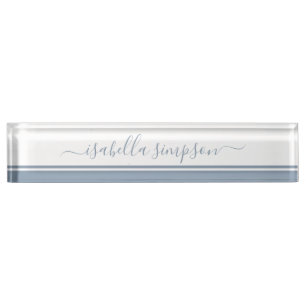 Modern Elegant Script Girly Professional Grey Nameplate