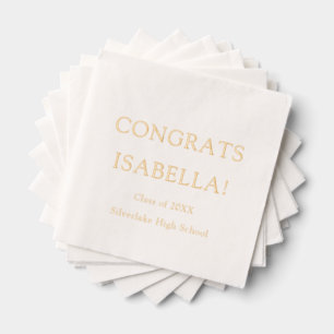 Modern Elegant Script Gold Congrats Graduation  Foil Napkins