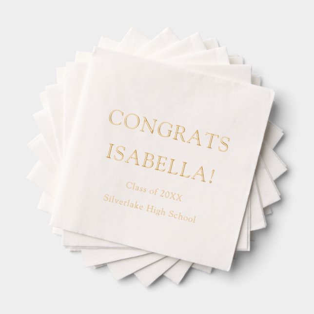 Modern Elegant Script Gold Congrats Graduation  Foil Napkins (Insitu (Stacked))
