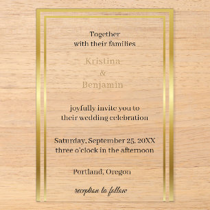 Modern Elegant Script  gold wedding  Acrylic Invitations