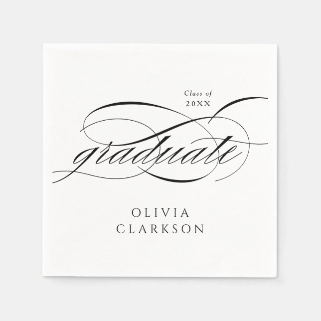 Modern Elegant Script Graduation Party Napkin (Front)