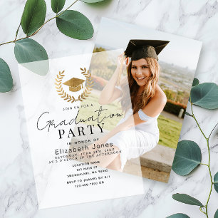 Modern Elegant Script Graduation Party Vellum Invitations