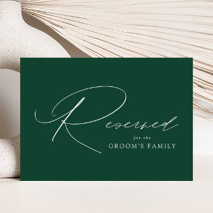 Modern Elegant Script Green Wedding Reserved Sign