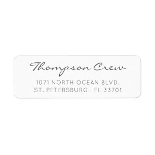 Modern Elegant Script Grey Return Address Label