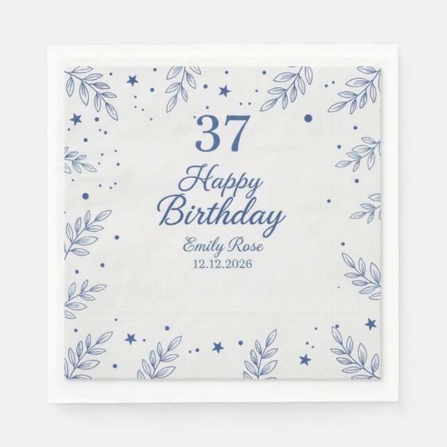 Modern Elegant Script Happy Birthday Custom Paper  Napkin (Front)