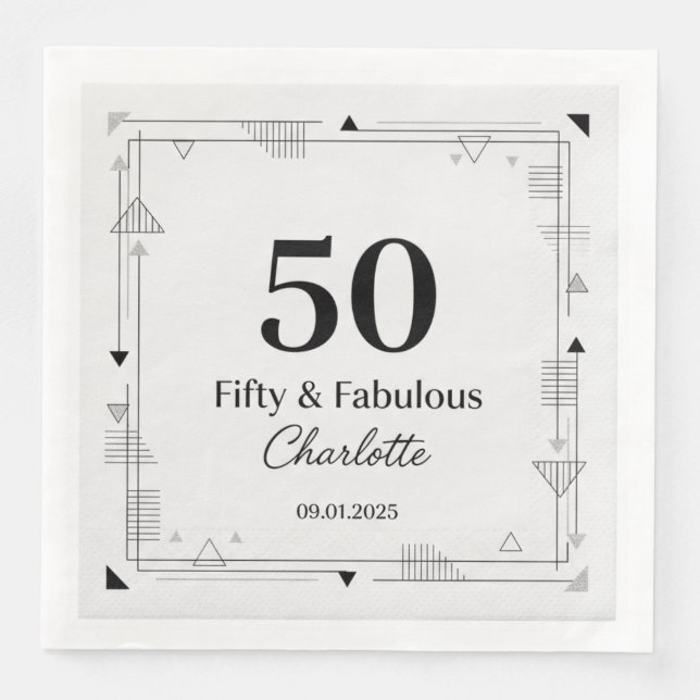 Modern Elegant Script Happy Birthday Custom Paper  Napkin (Front)