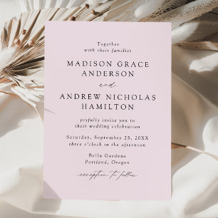 Modern Elegant Script Lavender Wedding Invitation