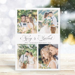 Modern Elegant Script Merry & Married 4 Photo  Holiday Card<br><div class="desc">Modern,  elegant calligraphy holiday 4 photo card with optional text on the back.  For more advanced customisation of this design,  please click the BLUE DESIGN TOOL BUTTON above!</div>