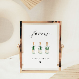 Modern Elegant Script Mini Champagne Bottles Poster