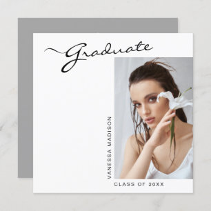 Modern Elegant Script Minimal Photo   Graduation Announcement