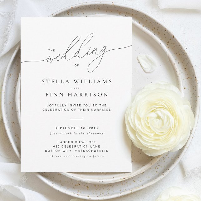 Modern Elegant Script Minimalist Wedding Invitation (Modern Elegant Script Minimalist Wedding Invitation)