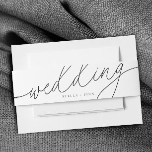 Modern Elegant Script Minimalist Wedding Invitation Belly Band