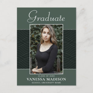 Modern   Elegant Script Mint Green 1 Photo Grad Postcard