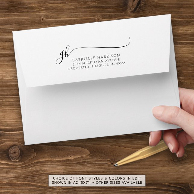 Modern Elegant Script Monogram Initials Your Colou Envelope (Creator Uploaded)