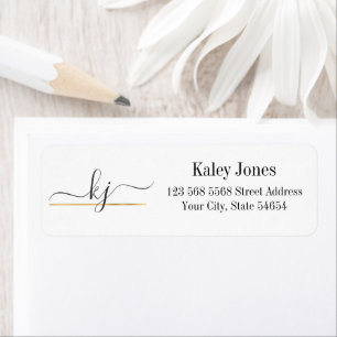 Modern Elegant Script Monogram Return Address Label