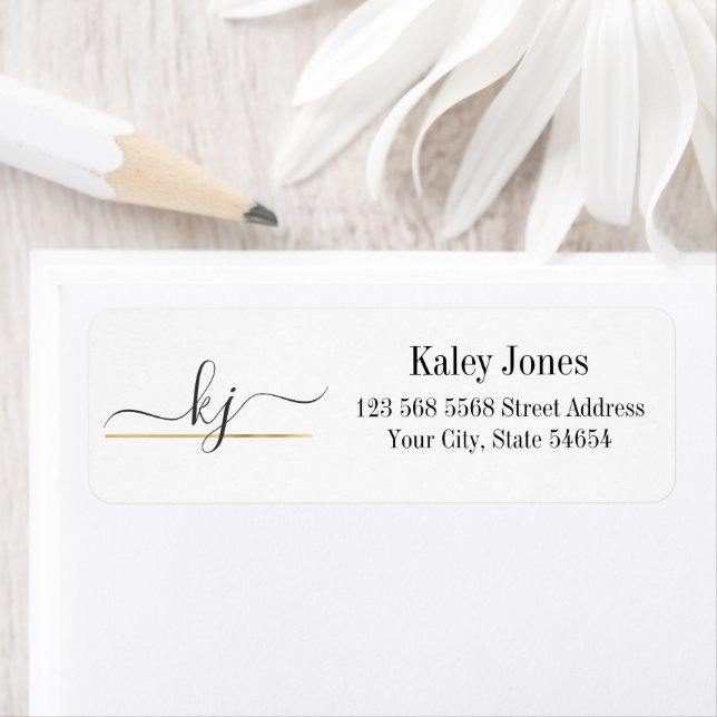 Modern Elegant Script Monogram Return Address Return Address Label (Insitu)