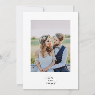 Modern Elegant Script Monogram Wedding Photo  Thank You Card