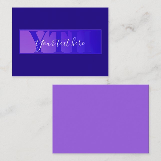Modern Elegant Script Name & Monogram Ombre Purple Card (Front/Back)