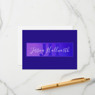 Modern Elegant Script Name & Monogram Ombre Purple Enclosure Card