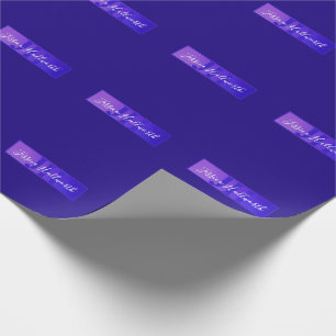 Modern Elegant Script Name & Monogram Ombre Purple Wrapping Paper
