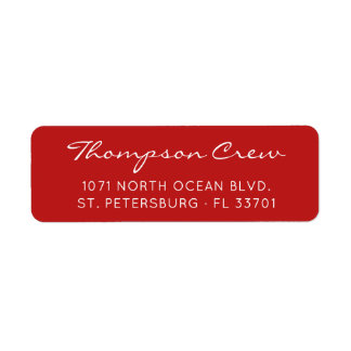 Modern Elegant Script Name Red Return Address Label