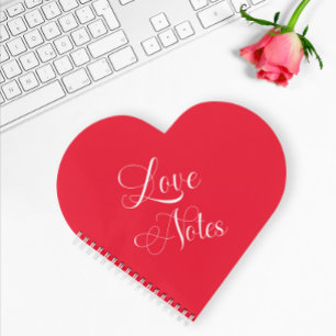 Modern Elegant Script Personalised Red Love Notes Notebook