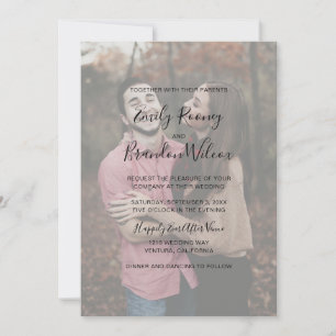 Modern Elegant Script Photo All In One Wedding Invitation