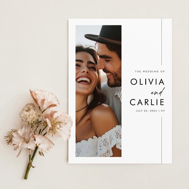 Modern Elegant Script Photo Budget Wedding Invitation (Creator Uploaded)