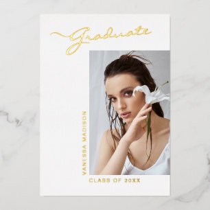 Modern Elegant Script Photo Grad Announcement
