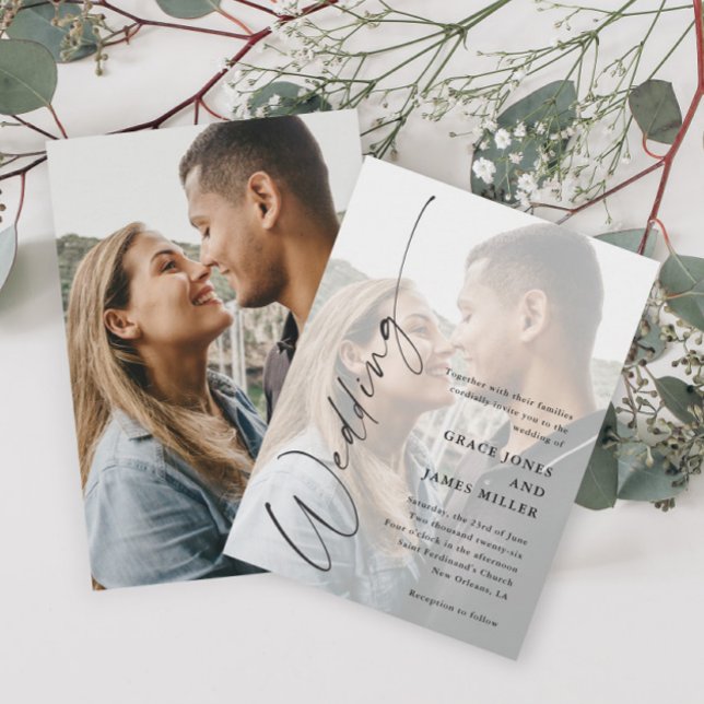 Modern Elegant Script Photo Wedding Invitation (Creator Uploaded)