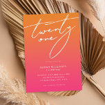 Modern Elegant Script Pink Orange 21st Birthday Invitation<br><div class="desc">Modern minimalist 21st birthday invitation featuring simple design with elegant handwritten script typography.</div>