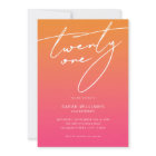 Modern Elegant Script Pink Orange 21st Birthday