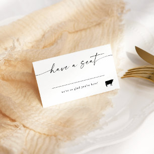 Modern Elegant Script Place Card Beef Option
