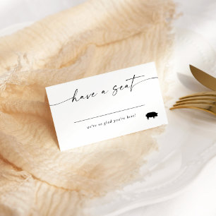 Modern Elegant Script Place Card Pork Option