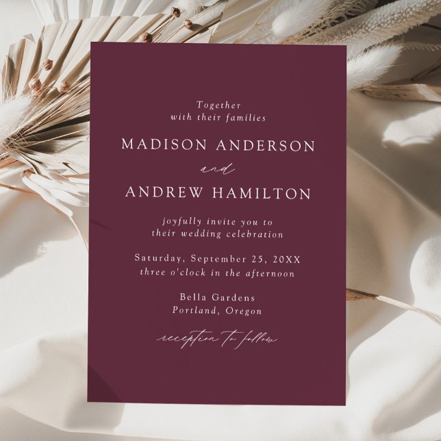 Modern Elegant Script Purple Wedding Invitation (Creator Uploaded)