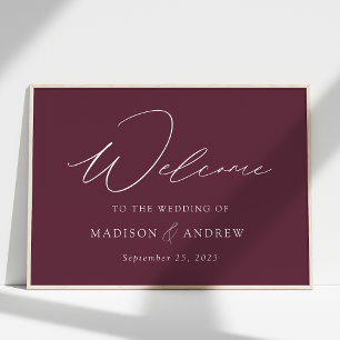 Modern Elegant Script Purple Wedding Welcome Poster