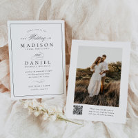 Modern Elegant Script QR Code Photo Budget Wedding