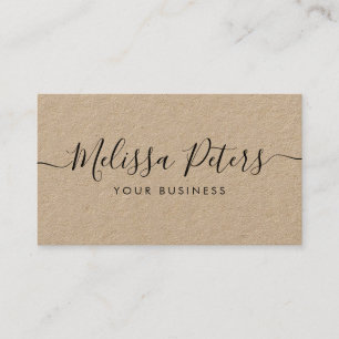 Modern Elegant Script Rustic Kraft Business Card