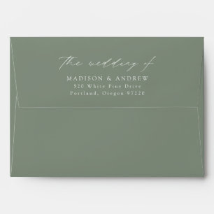 Modern Elegant Script Sage Green Wedding Envelope