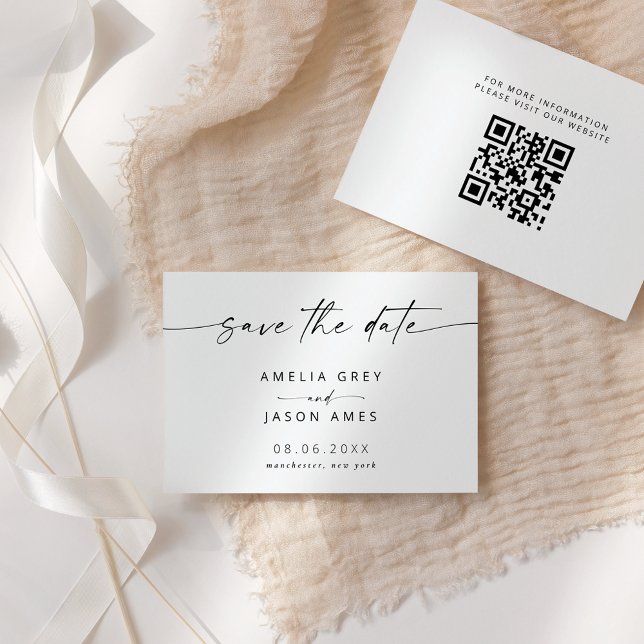 Modern Elegant Script Save the Date Details Card (Creator Uploaded)