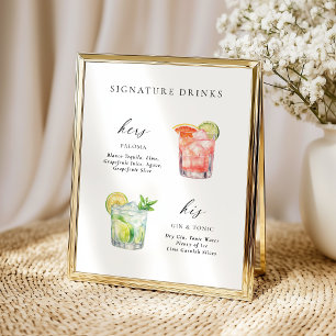 Modern Elegant Script Signature Drinks Cocktail Poster