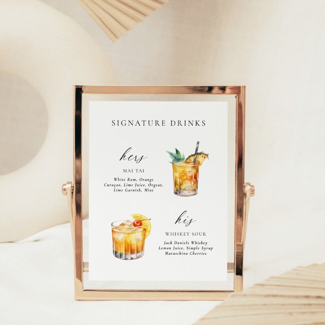 Modern Elegant Script Signature Drinks Cocktail Poster (Creator Uploaded)