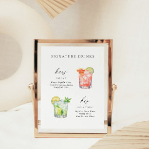 Modern Elegant Script Signature Drinks Cocktail Poster