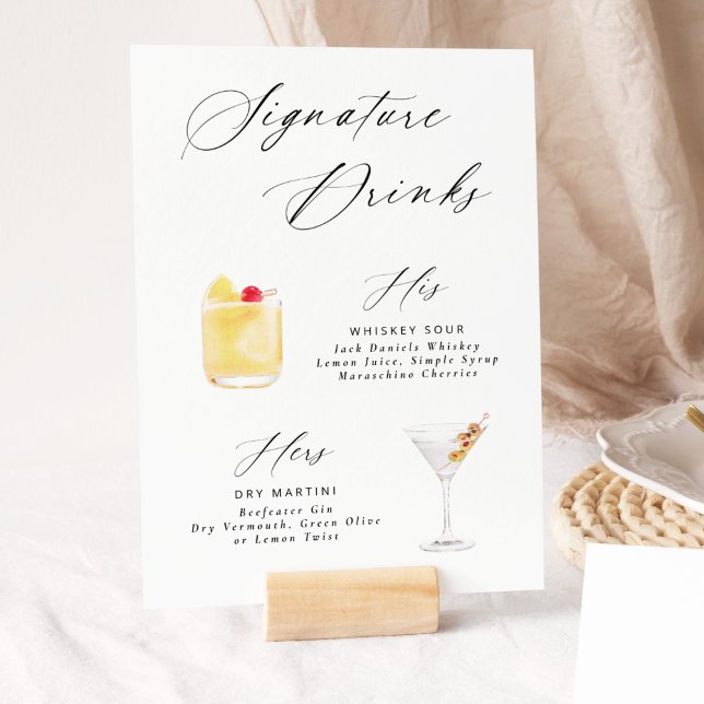 Modern Elegant Script Signature Drinks Poster (Creator Uploaded)